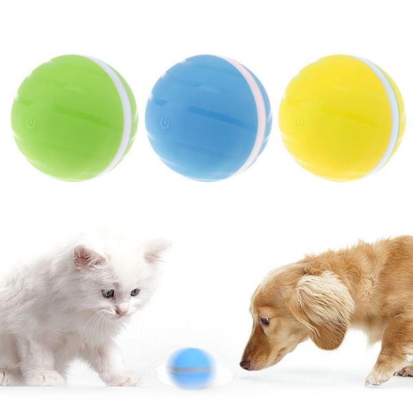 

cat toys dc 5v rubber 360 auto rolling waterproof smart interactive kid toy pet balls flashing rgb led light usb rechargeable for dog