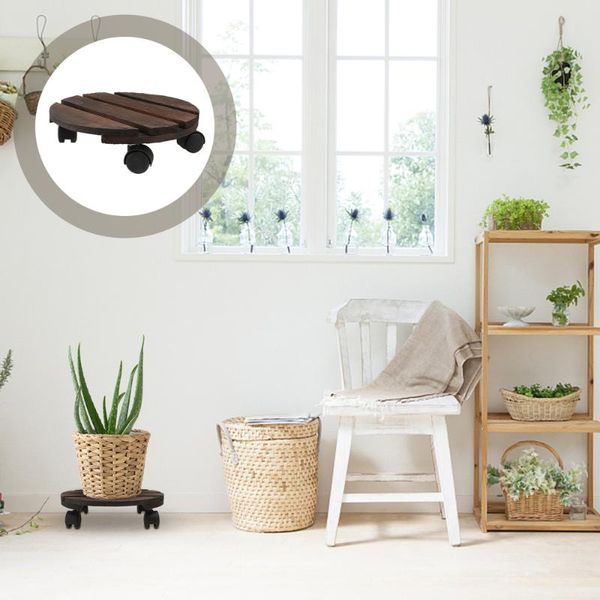 

gift wrap 1pc moveable flowerpot tray universal wheel base wooden holding