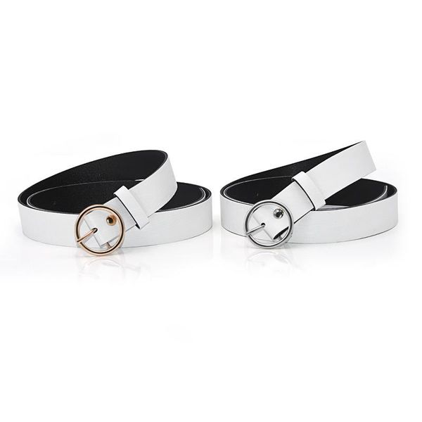 

belts classic retro fashion all-match leather light body round buckle simple circle pin for women jeans female 2021, Black;brown