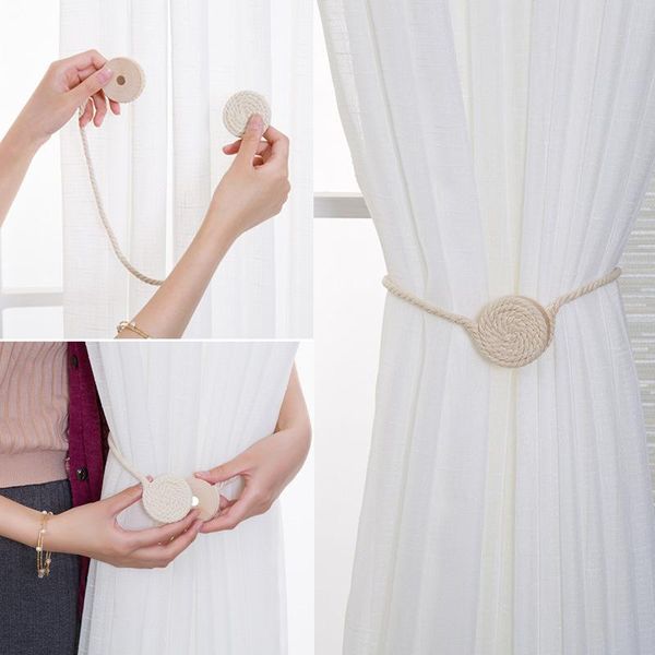 

curtain magnetic buckle tiebacks handmade nature cotton rope drapery tie backs decorative holdbacks holders fas6 other home decor