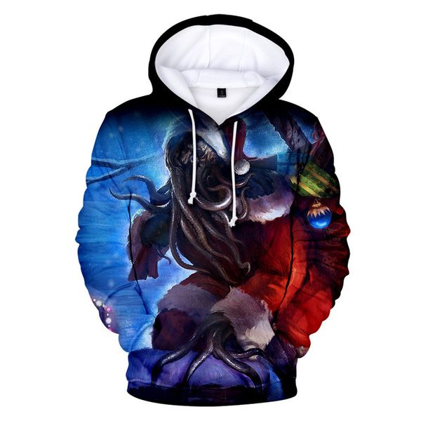 

new autumn and winter christmas snowman hoodie drawstring printing loose and comfortable pullover sweater, Black