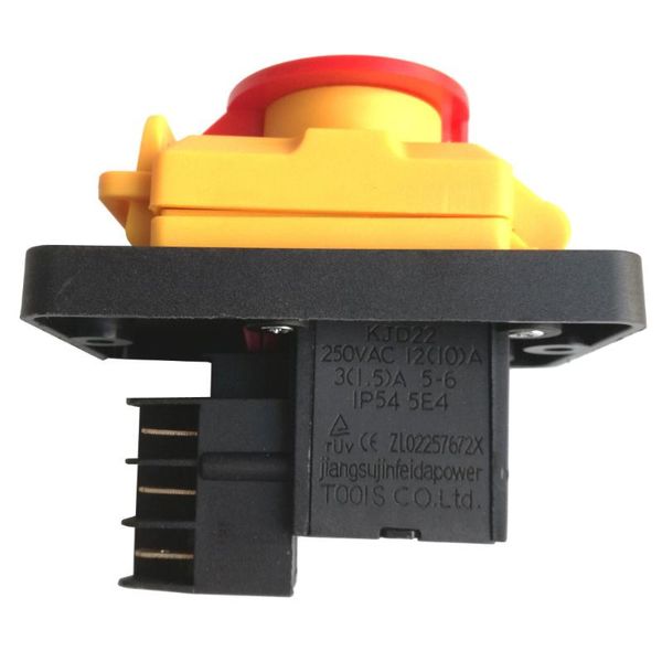 

smart home control industrial waterproof kjd22 6pins ip54 250vac 12(10)a 5e4 on/off electromagnetic pushbutton power switches for wood machi