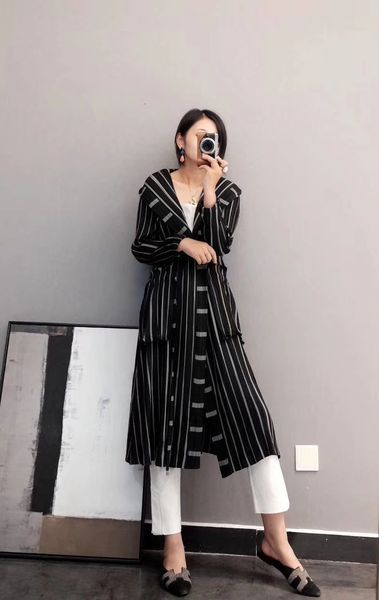 

coats fashion hooded spell to fold long sleeve adjustable waist stripe trench coat, Tan;black