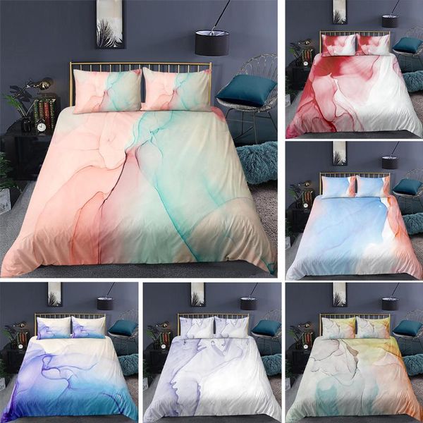 

marble bedding set geometric duvet cover pillowcases bedspread 3d quilt luxury home textiles 2/3pc sets