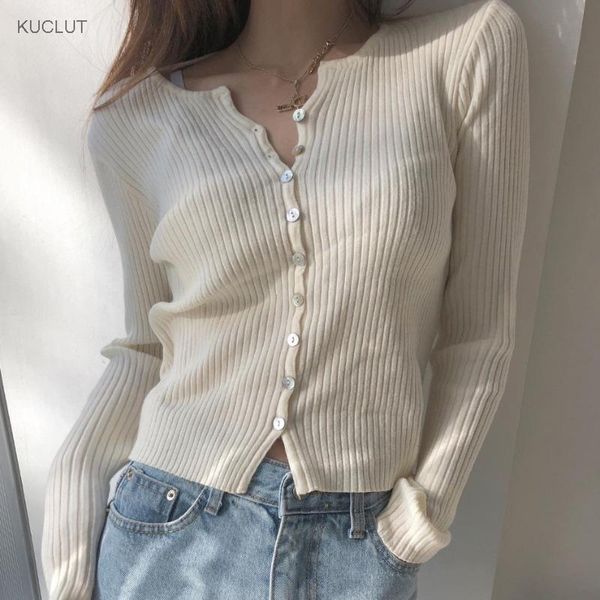 

women's knits & tees style of knitted sweater in spring, fashionable temperament, slim body, v-neck, short long sleeve cardigan, little, White