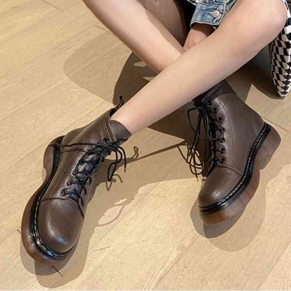 

dress shoes novo couro versÃ¡til bonito estilo britÃ¢nico fino grosso sola motocicleta martin botas femininas curto outono e inverno 1trh, Black