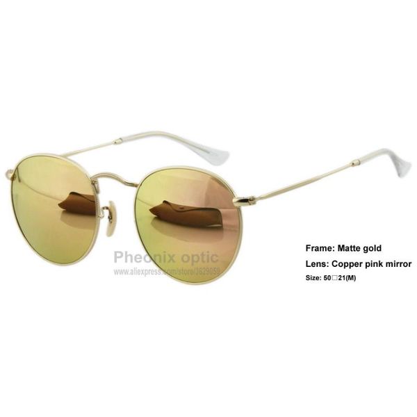 

sunglasses fashion classic round style metal frame glass flash mirror lens 50 mm size arista summer dress wholesale, White;black