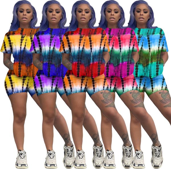 

women's tracksuits bulk items wholesale lots tracksuit women clothes summer 2021 short sleeve t-shirt two piece set to dye printing clo, Gray