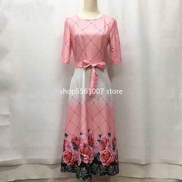 

casual dresses summer dress women 2021 vintage floral print long party vestido de mujer slim plus size clothing with belt 5xl, Black;gray