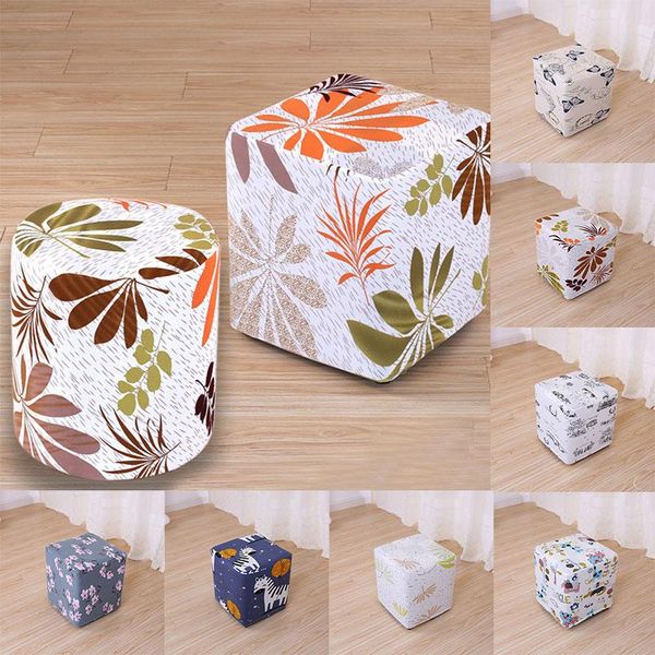 

chair covers elastic polyester fabric stool cover cartoon printing rectangle square floral round seat slipcover protector