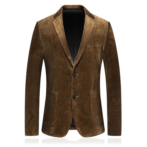 

winter blazer hombre 2021 casual warm thick corduroy suit jacket khaki two-buttons wedding marriage men slim fit costume men's suits &, White;black