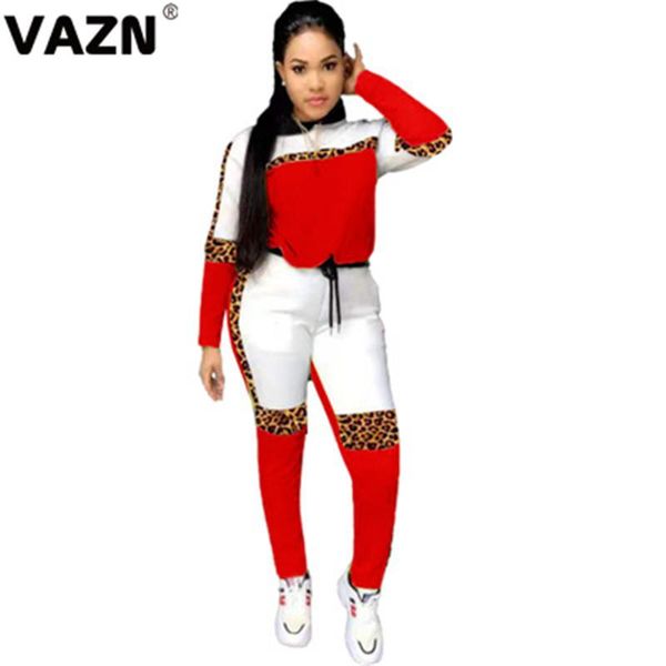 

two piece dress vazn tk6047 autumn young energy soft casual style patchwork full sleeve long pants formal tracksuits elastic women 2 set, White