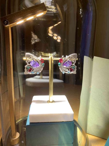 

stud earrings v family caibao butterfly with s925 silver, Golden;silver