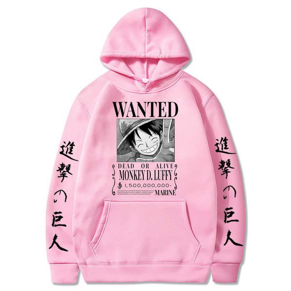 

attack on titan one piece luffy hoodie men fashion homme fleece hoodies japanese anime printed male streetwear oversized clothes y0816, Black