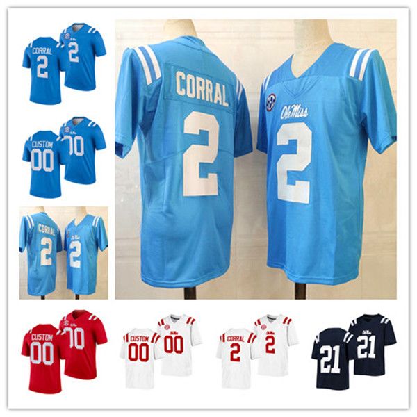 Custom Matt Curral Ole Miss Rebels Football Jersey NCAA College Jerrion Eally Elijah Moore Snoop Conner Jonathan Mingo Casey Kelly Manning