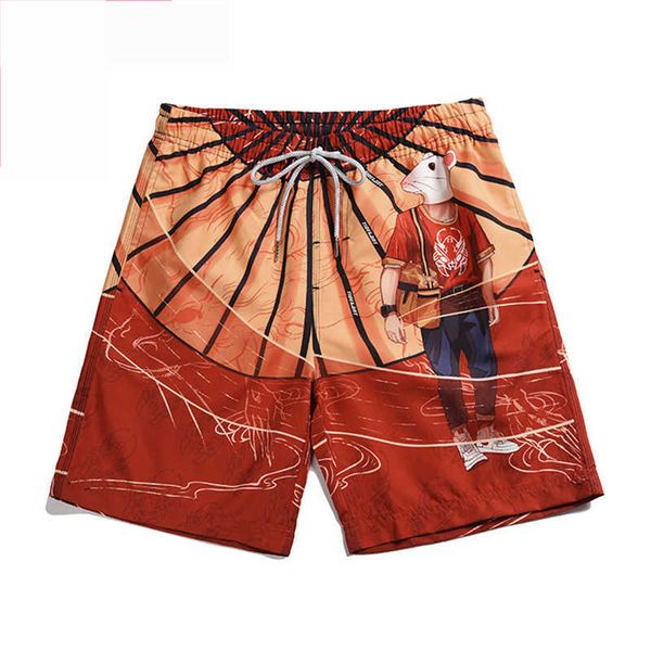 

man floral printing men shorts beach short breathable quick dry loose casual style male home 210714, White;black