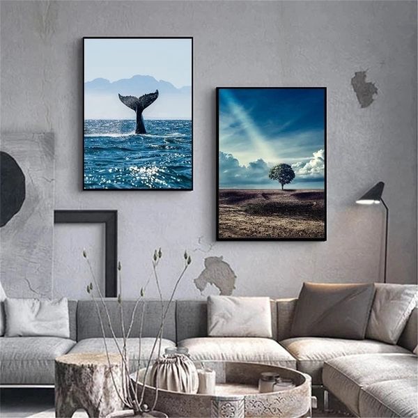 

unframed canvas whale fishtail beach island print wall art painting