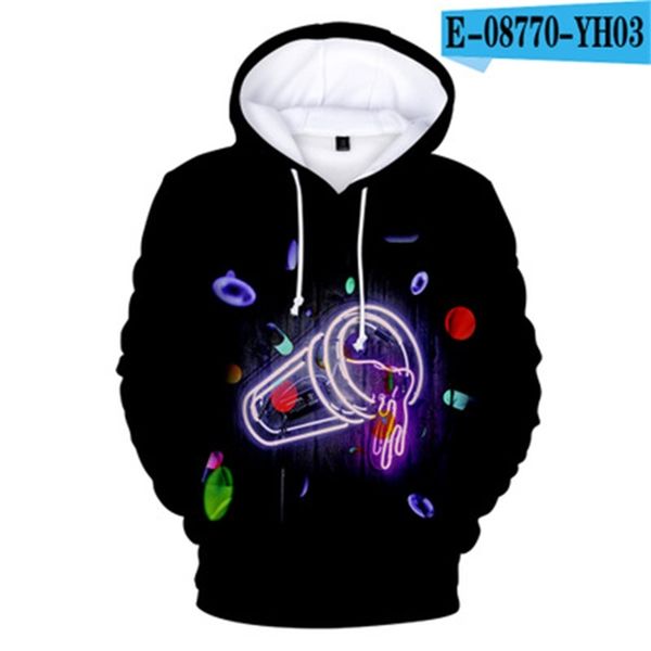 

print juice wrld hoodie men women casual 3d oversized coat streetwear hip hop pullover rap singer sweatsh, Black