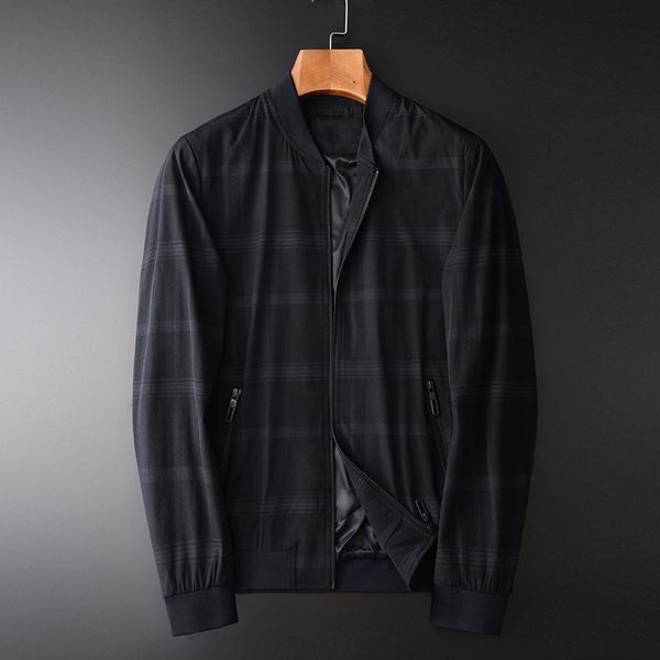 

men's jackets stand collar men luxury yarn dyed stripe slim fit mens and coats autumn casual man plus size 4xl, Black;brown