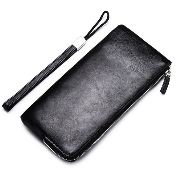 

bycobecy men's wallet card hloder women's coin purse zipper soft case banknote mobile phone leather long bag ultrathin wallets, Red;black