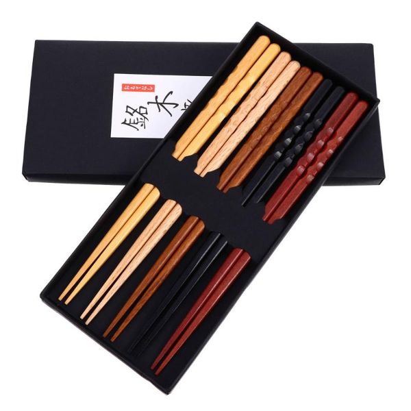 

chopsticks 5 pairs japanese style wooden home restaurant anti-slip