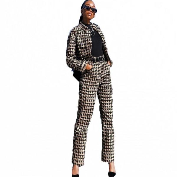 

ethnic clothing african clothes for women 2 piece set cardigan and trouser autumn plaid print high street office lady pant suits, Red