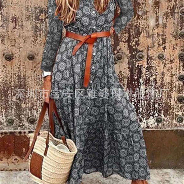 

casual dresses autumn selling polka dot long sleeve dress, Black;gray