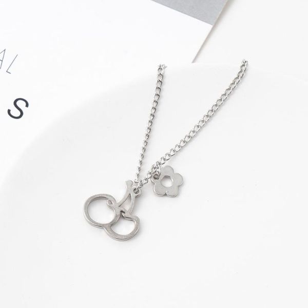 

pendant necklaces trendy cherry flower clavicle chain necklace for women charms hollow geometric party jewelry accessories, Silver