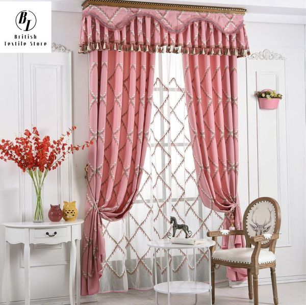 

curtain & drapes high-end korean pastoral cartoon small fresh plaid towel embroidered castle cloth living room bedroom blackout curtains