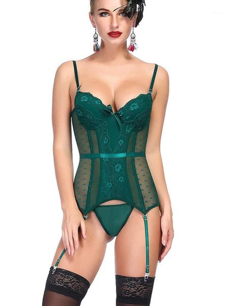 Bustiers Korsetts Grün Sexy Korsett Unterwäsche Schnürung Bügel Push-BH Bustier Überbrustgurte Gürtel Body Shaper Taille Bauch Slim Dessous