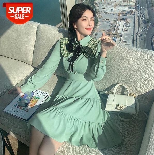 

[nuts] korean style women's temperament slim dress, small fresh green dress #ar19, Black;gray