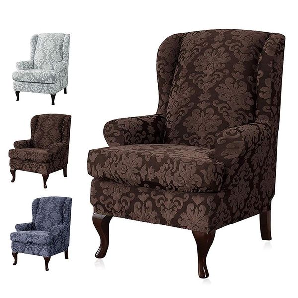 

spandex jacquard sloping arm king back chair cover all-inclusive elastic armchair wingback removable stretch protector covers