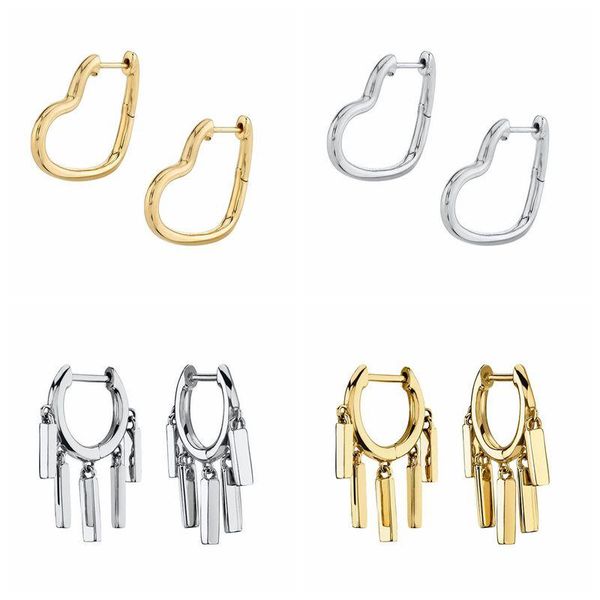 

hoop & huggie 925 sterling silver bling metal heart earrings for woman girls lovers' anniversary wedding party gifts fashion fine jewel, Golden;silver