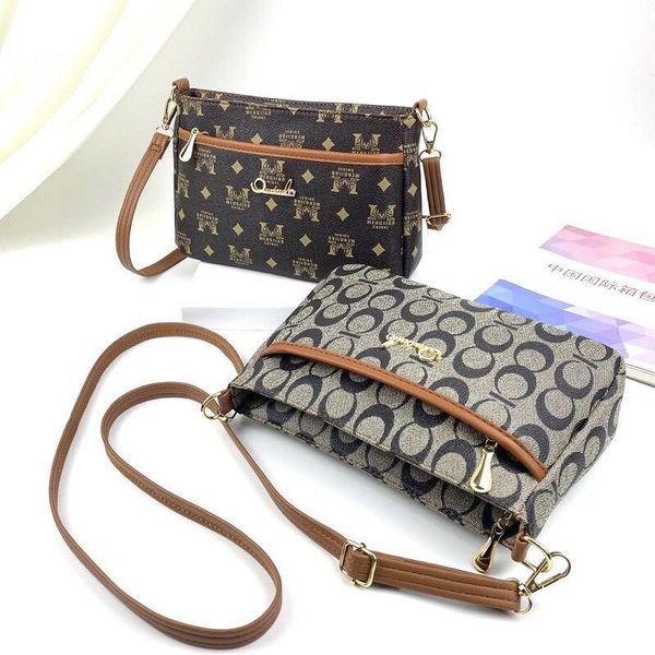 

evening bags korean fashion multi-zipper messenger bag retro printing ladies shoulder large capacity change mobile phone