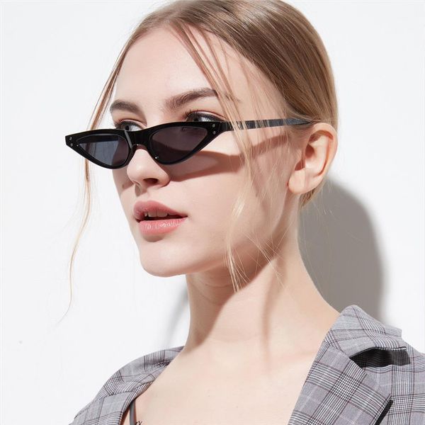 

cat eye sunglasses women small triangle eyeglasses vintage stylish cateye sun glasses female uv400, White;black