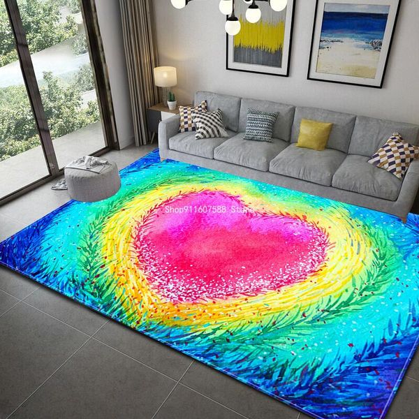 

carpets rainbow colorful painting heart carpet decoration home bedroom kitchen living room bathroom loor mat area rugs doormat