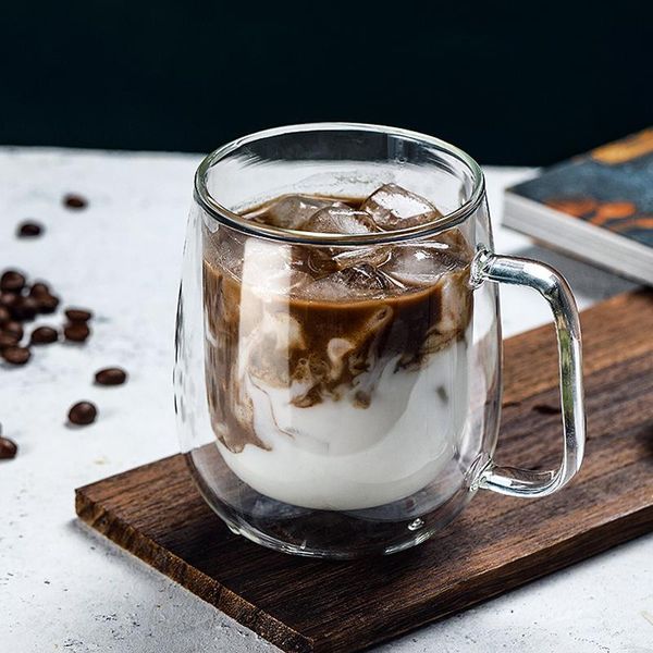 

wine glasses 1pcs double wall glass cup beer coffee heart cups heat resistant healthy drink mug tea mugs transparent drinkware drop