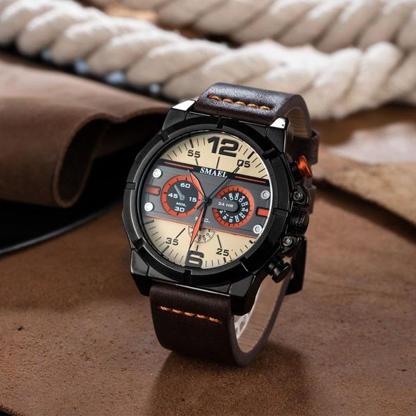 

wristwatches men quartz watch fashion casual waterproof relogio masculino simple dial leather strap reloj hombres shockproof men's, Slivery;brown