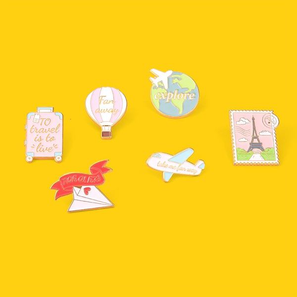 

pins, brooches amusing enamel pin luggage explore planes accessories on hat backpack badge gift for people who love travel custom, Gray