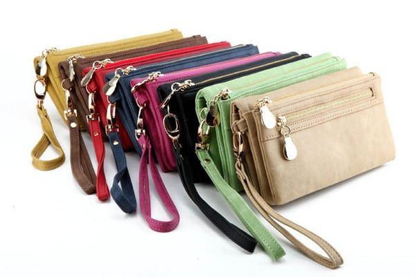 

wallets pu women's long wallet vintage purse coin bag clutch, Red;black