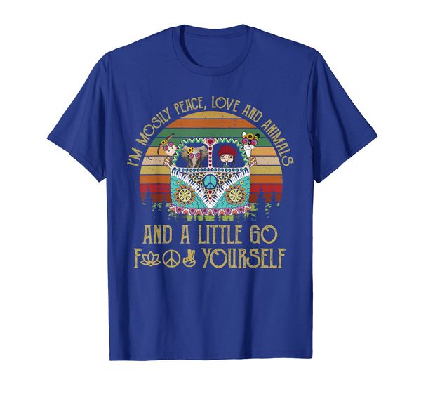 

i'm mostly peace love and animals and a little go f ck shirt, White;black