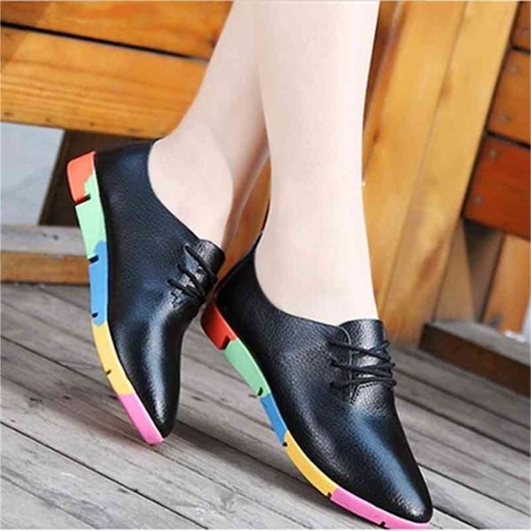 

women's shoes classic style pointed flat work leather women's 210914, Black