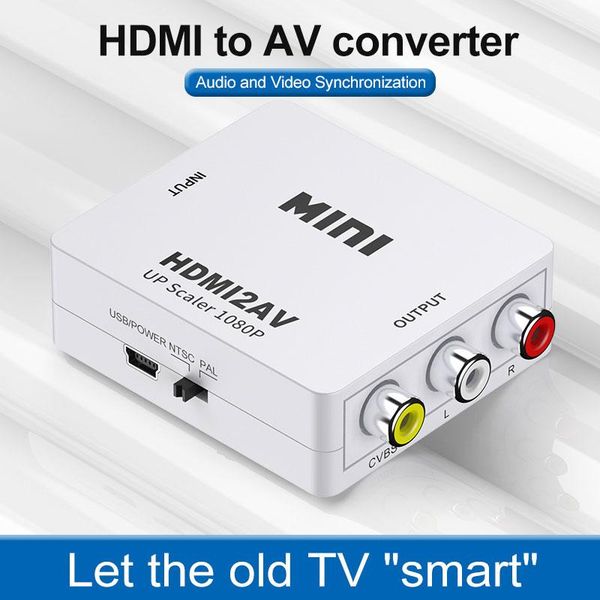 

audio cables & connectors to av scaler adapter hd video composite converter box rca av/cvsb l/r 1080p mini 2av support ntsc pal