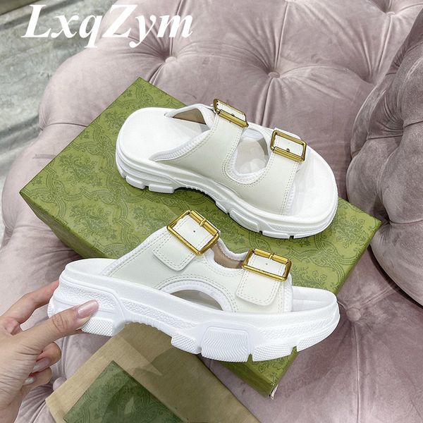 

new fashion designer slippers women shoes sandals thick soles buckle luxury brand summer flat 60% off store online, Black
