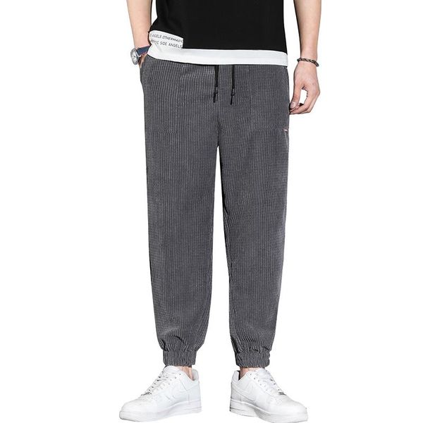

corduroy corn kernels solid color men's casual pants harem, Black