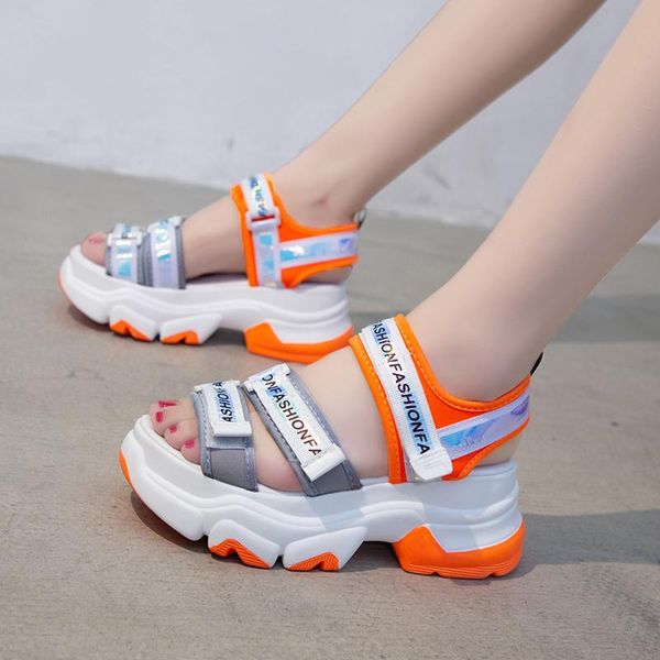 

open-toed women sport sandals wedge hollow out outdoor cool platform shoes beach slides summer, Black