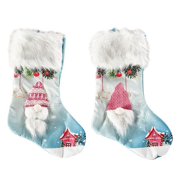 

christmas decorations 2 pcs led light large stockings for xmas holiday party fireplace home decorations, children's gift candy bag