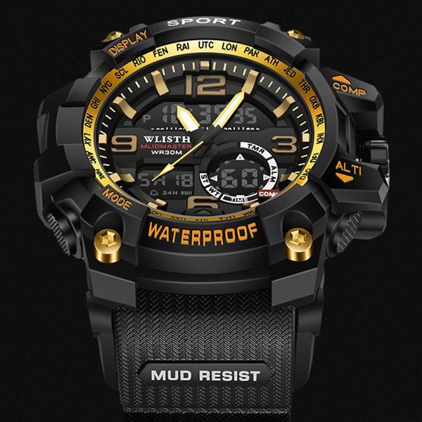 

wristwatches watches men wlisth watch sport clock relogio male digital led electronic quartz montre homme, Slivery;brown