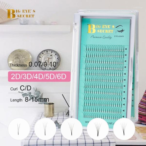 

big eye's secret lashes premade volume fans 3d/4d/5d/6d short stem russian professional eyelash extensions1