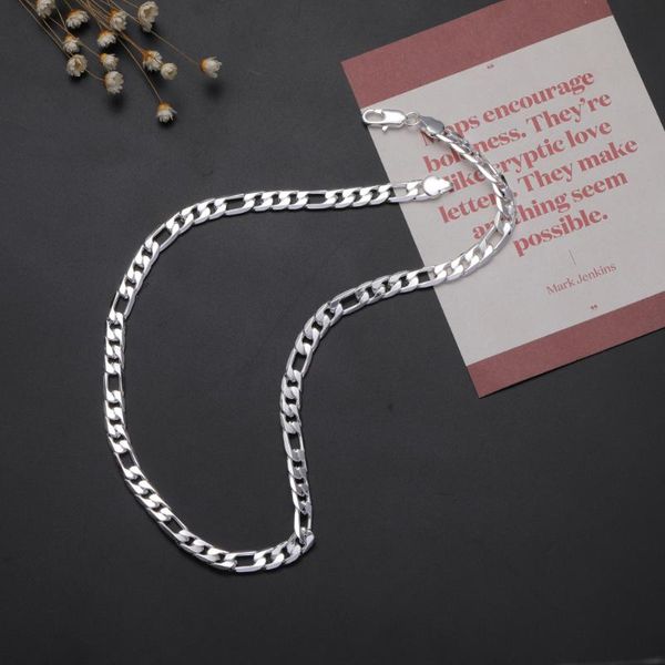 

chains korean fashion 925 sterling silver men 8mm flat geometry chain necklace for woman party wedding accessories gift classic jewelry